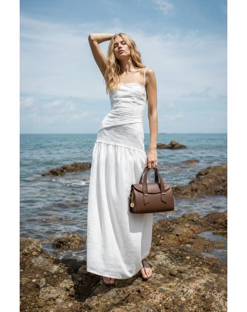 Sac à main en cuir Candace marron - 29x21x9,5cm