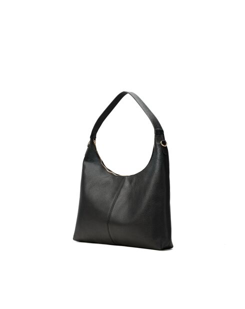 Sac porte épaule en cuir Aliz noir - 43x25x10cm
