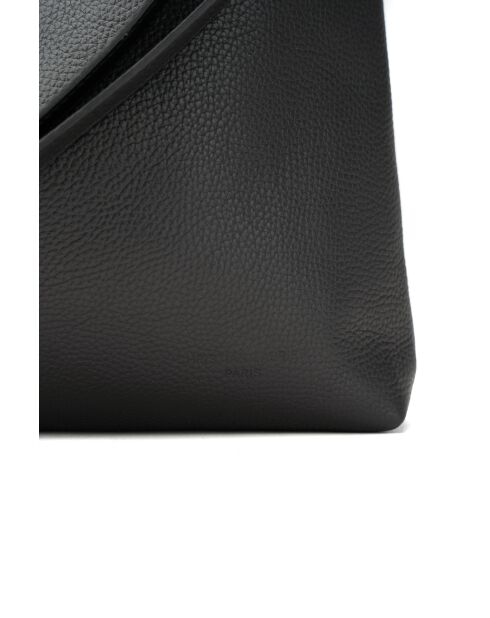 Aliz zwarte leren schoudertas - 43x25x10cm