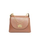Zia Braune Schultertasche aus Leder - 21x18x7,5cm