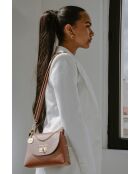 Zia Braune Schultertasche aus Leder - 21x18x7,5cm
