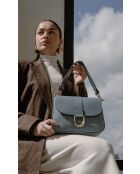 Borsa a tracolla in pelle Nael celeste - 23,5x17x8cm