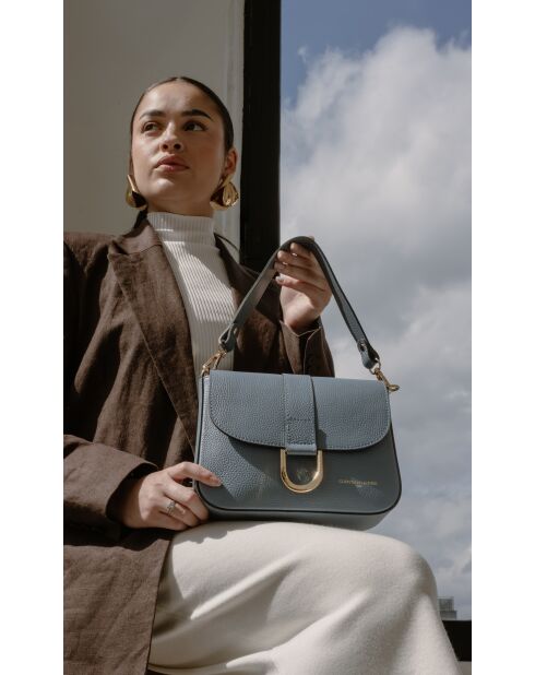 Sac à bandoulière en cuir Nael bleu ciel - 23,5x17x8cm