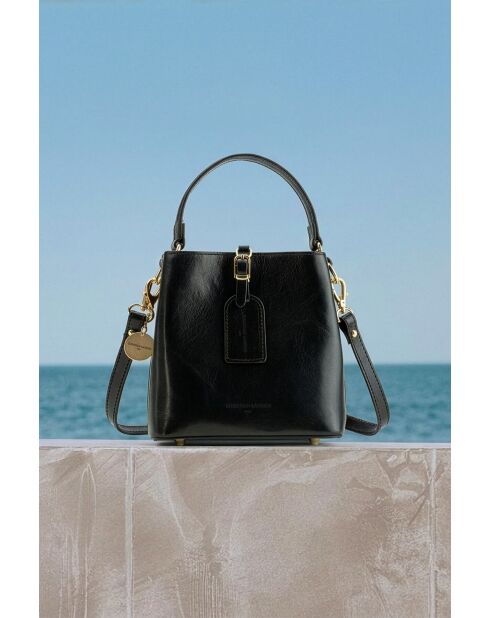 Sac à main en cuir Myra noir - 19x19x12cm