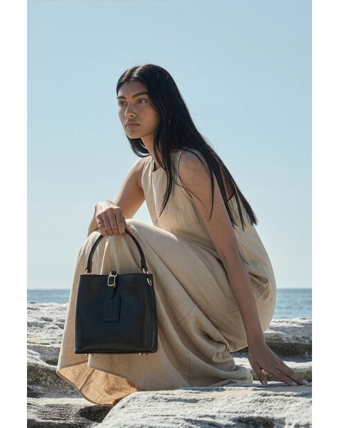 Sac à main en cuir Myra noir - 19x19x12cm