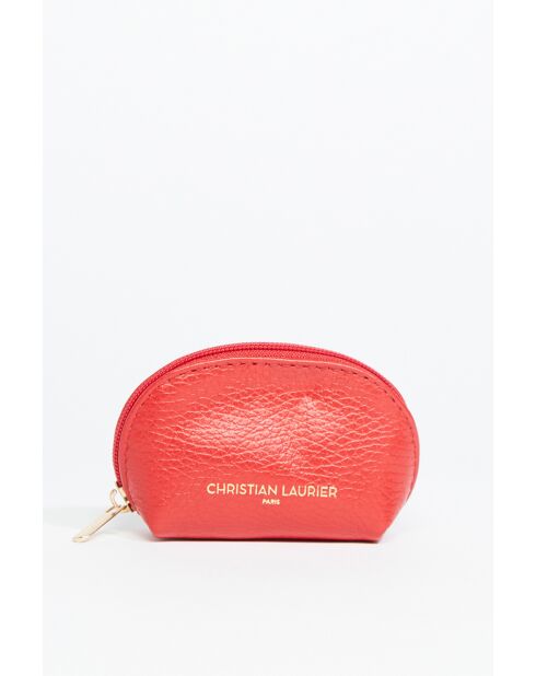 Porte monnaie en cuir Nika Croco rouge - 11x6x3cm
