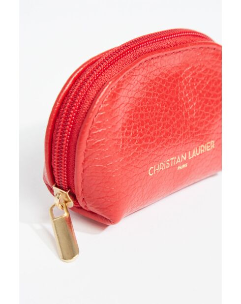 Porte monnaie en cuir Nika Croco rouge - 11x6x3cm