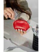 Porte monnaie en cuir Nika Croco rouge - 11x6x3cm