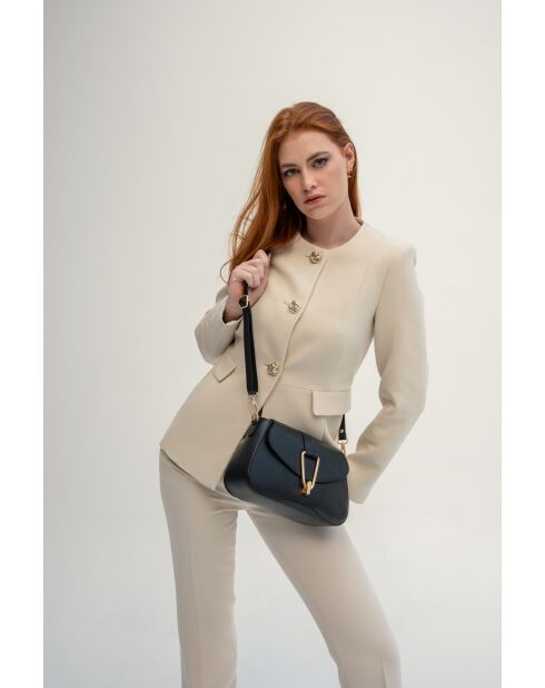 Leorad Schultertasche aus schwarzem Leder - 20x15x6cm