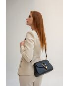 Leorad Schultertasche aus schwarzem Leder - 20x15x6cm