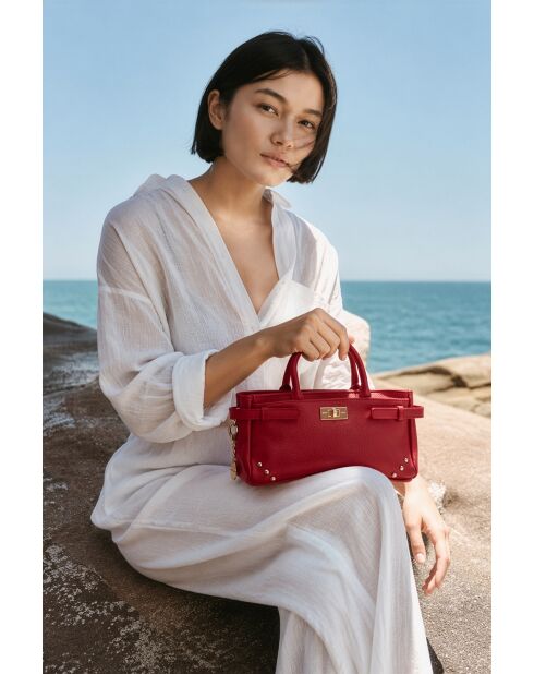 Sac à main en cuir Leana rouge fonce - 29x14 X11cm