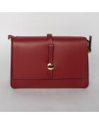 Louna bordeauxrode leren schoudertas - 27x17x8CM
