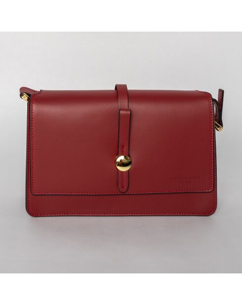 Louna bordeauxrode leren schoudertas - 27x17x8CM