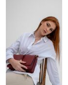 Louna bordeauxrode leren schoudertas - 27x17x8CM