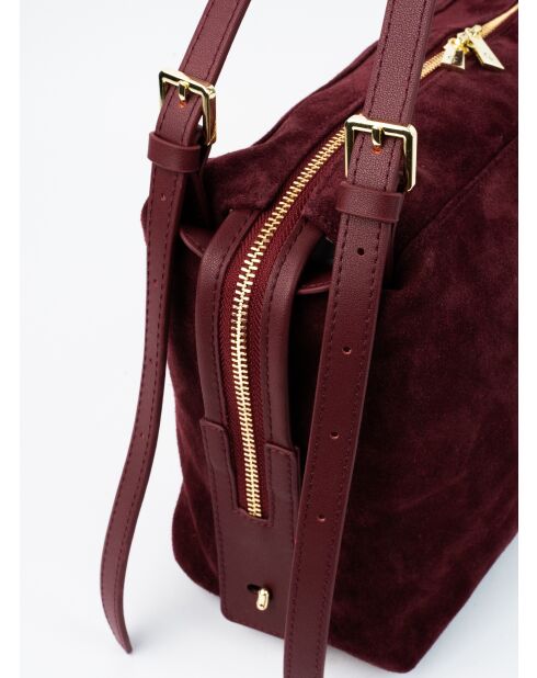 Sac à bandoulière en cuir Yra bordeaux - 34x18x12cm