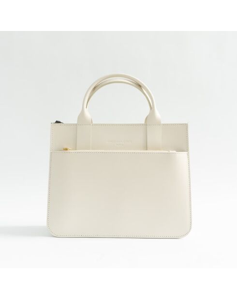 Sac à main en cuir Shaina blanc casse - 31X25X10cm