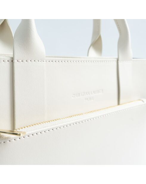 Sac à main en cuir Shaina blanc casse - 31X25X10cm