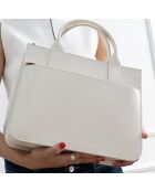 Sac à main en cuir Shaina blanc casse - 31X25X10cm