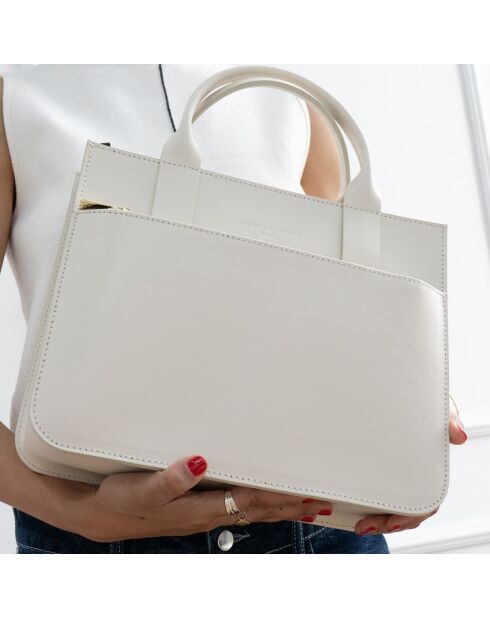 Sac à main en cuir Shaina blanc casse - 31X25X10cm