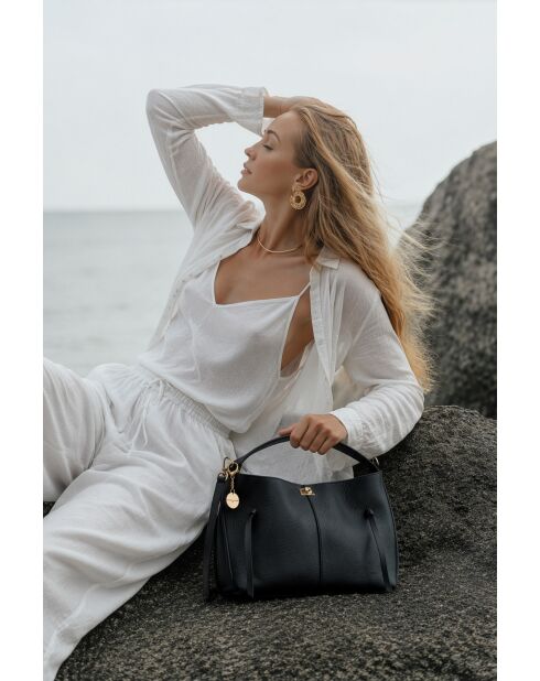 Sac à main en cuir Callie noir - 37x21x10cm