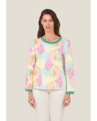 Pull en coton Salsa Arlequin rose