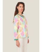 Pull en coton Salsa Arlequin rose