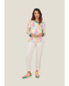 Pull en coton Salsa Arlequin rose