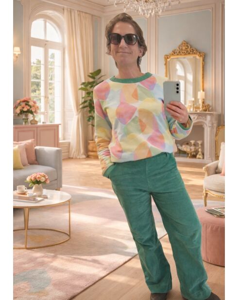 Pull en coton Salsa Arlequin rose