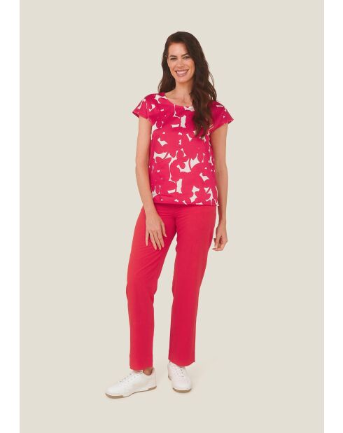 Rotes Baumwoll-T-Shirt Tokio Ombres