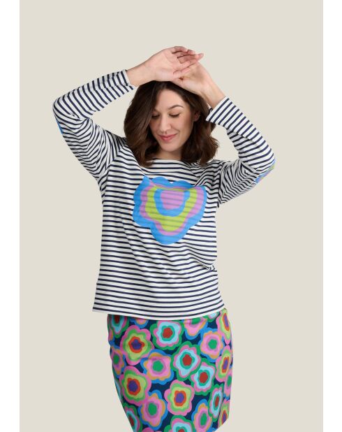 Mehrfarbiges Marin Flowerpower Langarmshirt aus Baumwolle