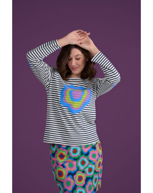 Mehrfarbiges Marin Flowerpower Langarmshirt aus Baumwolle