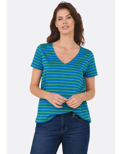 T-shirt en coton Tony Rayures vert