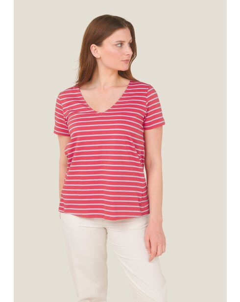 T-shirt en coton Tony Rayures lilas