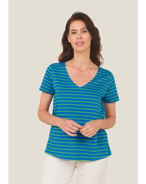 T-shirt en coton Tony Rayures vert