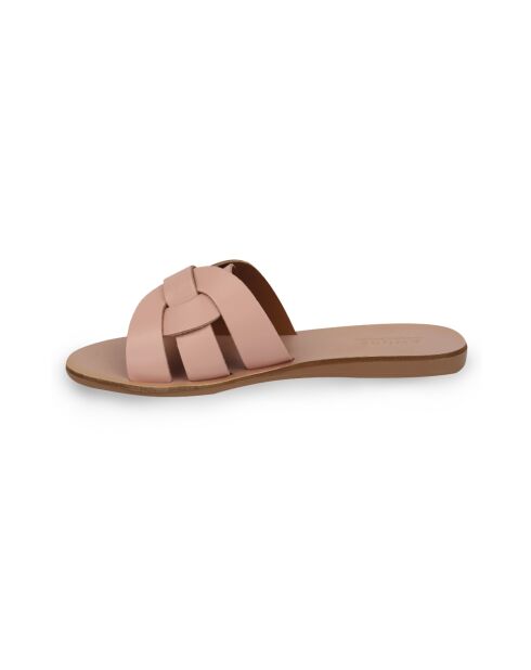 Mules Samoa rosa in pelle
