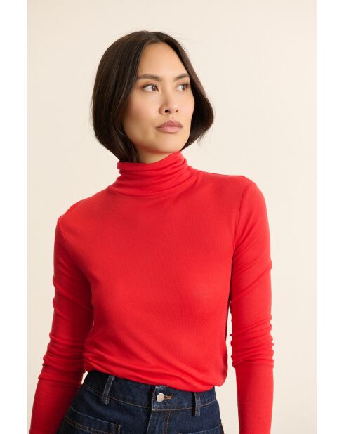 Tee-Shirt col montant manches longues Berne rouge