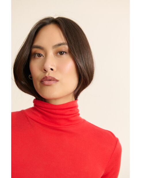 Tee-Shirt col montant manches longues Berne rouge