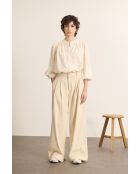 Pantalon en velours Voltaire écru