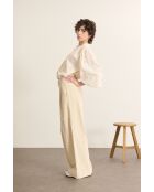 Pantalon en velours Voltaire écru