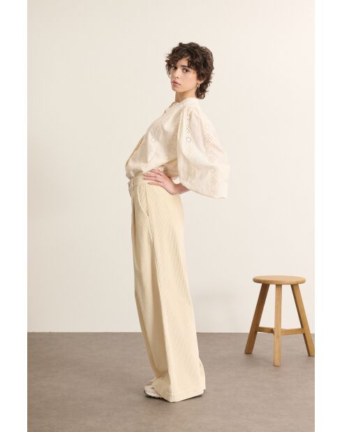 Pantalon en velours Voltaire écru