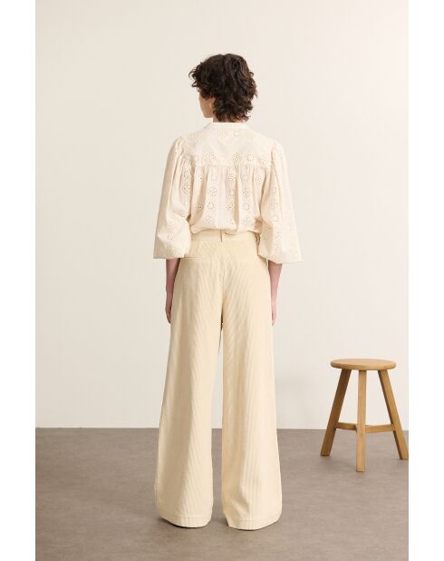Pantalon en velours Voltaire écru