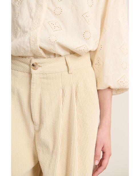 Pantalon en velours Voltaire écru