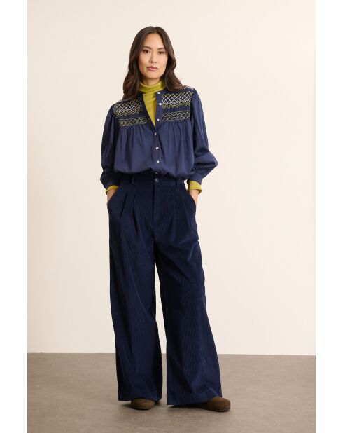 Marineblaue Samthose Voltaire