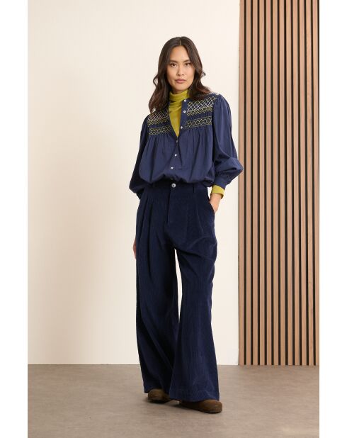 Marineblaue Samthose Voltaire
