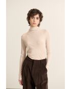 Camiseta Berne beige de manga larga con cuello alto