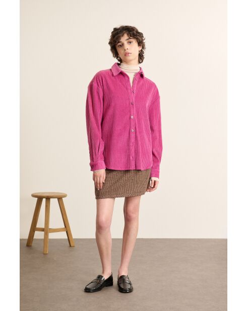 Chemise en velours Ben rose