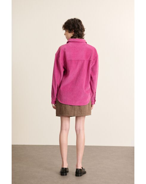 Chemise en velours Ben rose