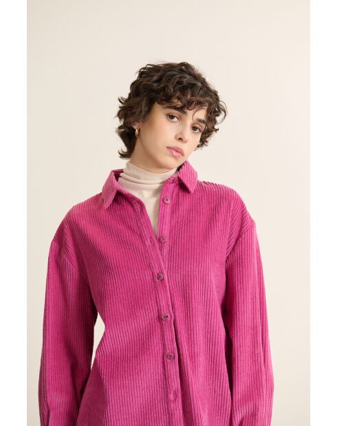 Chemise en velours Ben rose