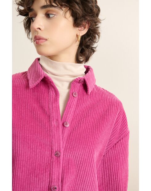 Chemise en velours Ben rose