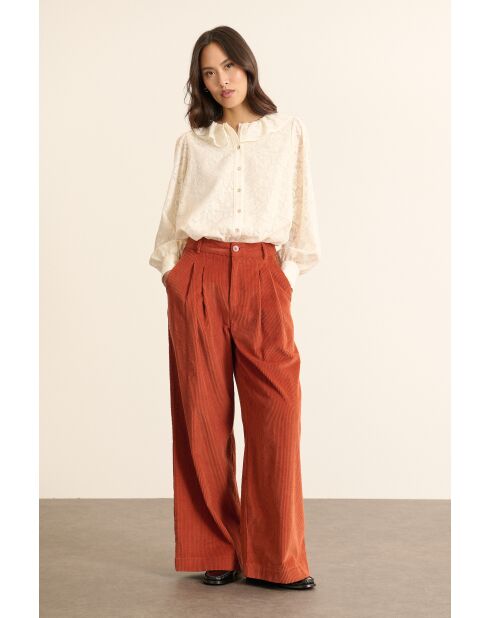 Pantalon en velours Voltaire terre-cuite